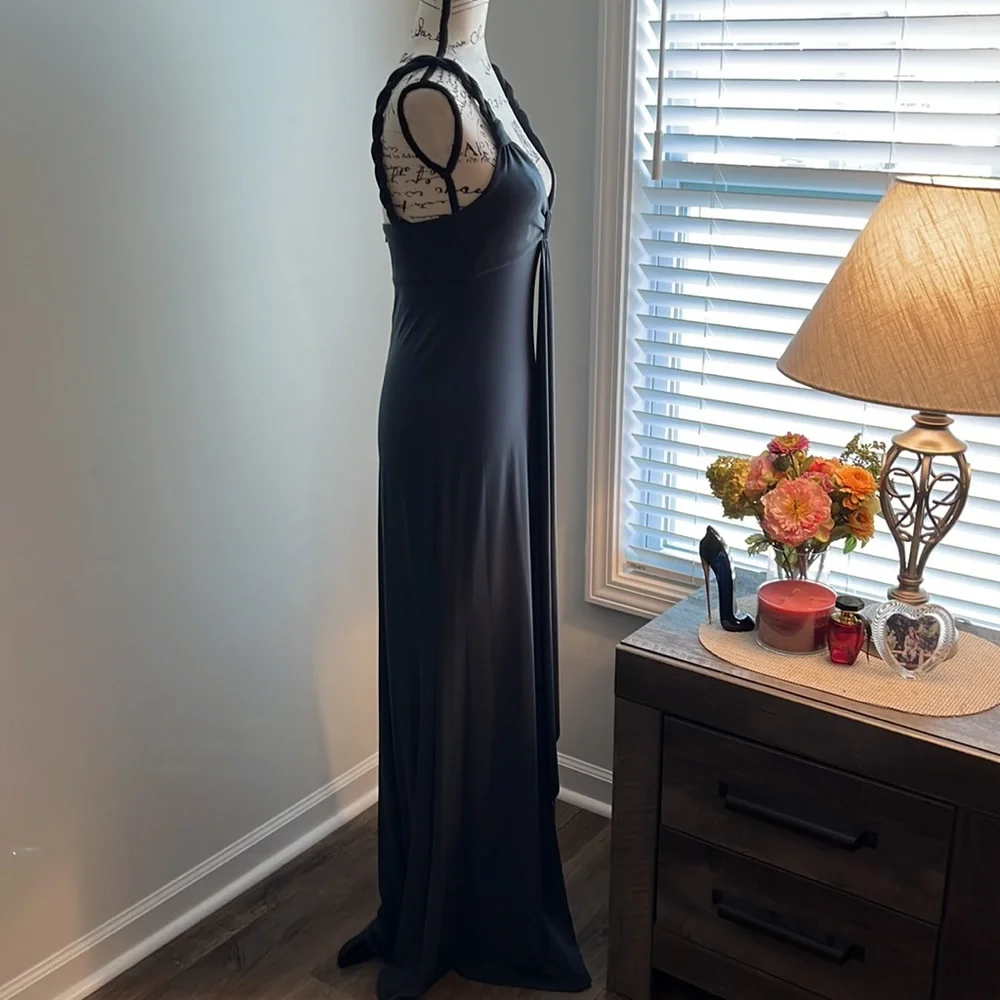 MAX & CLEO Braided Strap Front Drape Evening Gown Maxi Dress - Picture 6 of 9